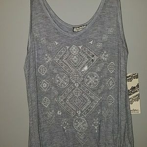 Gray embroidered tank
